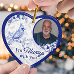 Toile De Jouy Style Memorial I'm Always With You - Personalized Ceramic Photo Ornament
