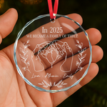 We Became A Family Of Three - Personalized Glass Ornament