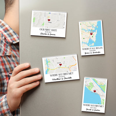 Where We First Met Anniversary Gifts Custom Location Map & Name - Personalized Magnet