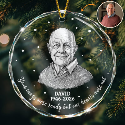 Your Wings Were Ready But Our Hearts Were Not Photo Sketch Line Art - Personalized Ornament