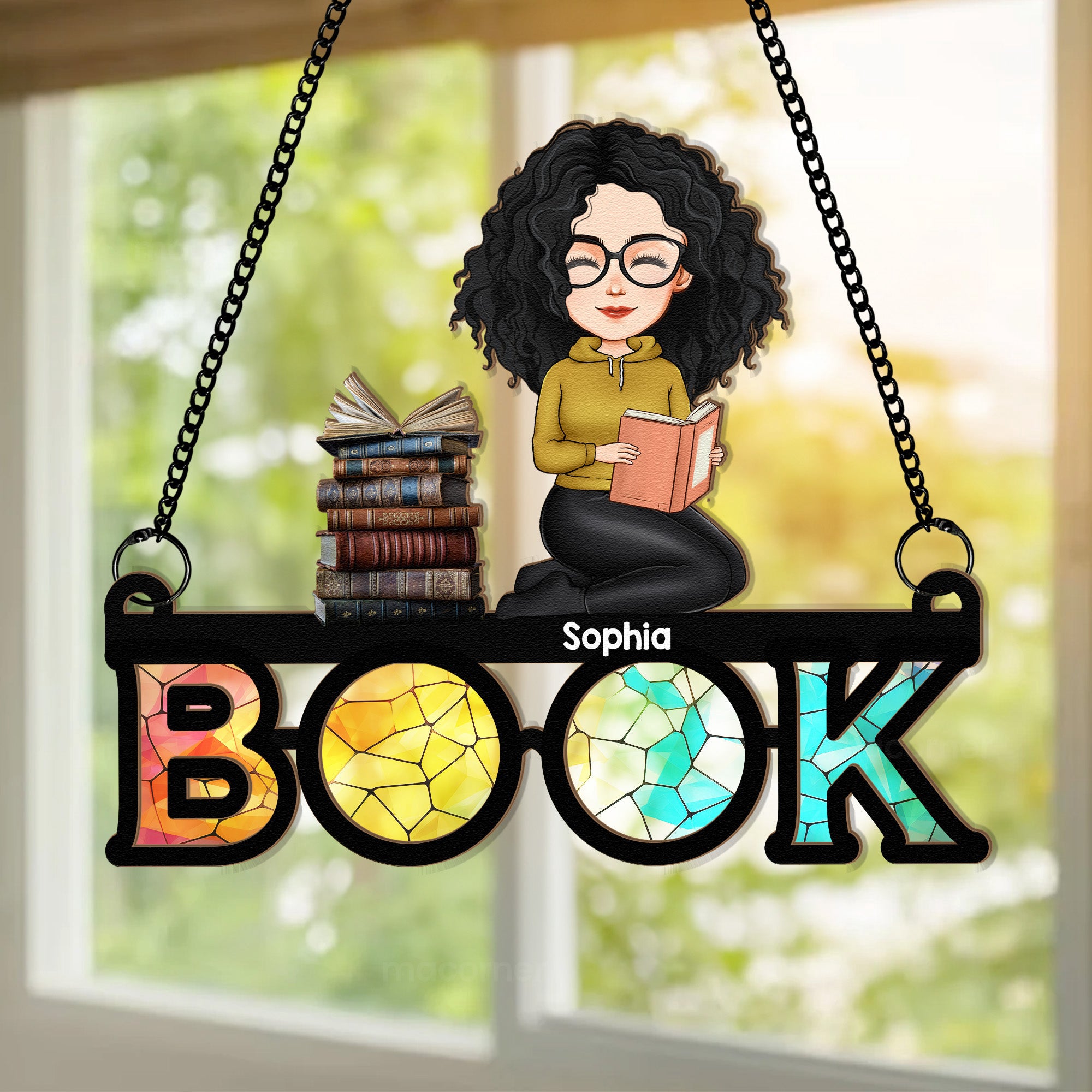 Through Bookish Glass - Personalized Window Hanging Suncatcher Ornament