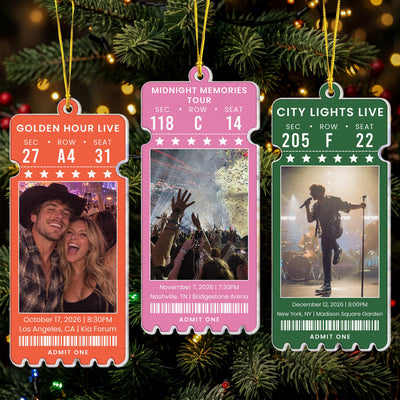 Custom Concert Ticket With Photo Music Event For Fans, Music Lovers - Personalized Ornament