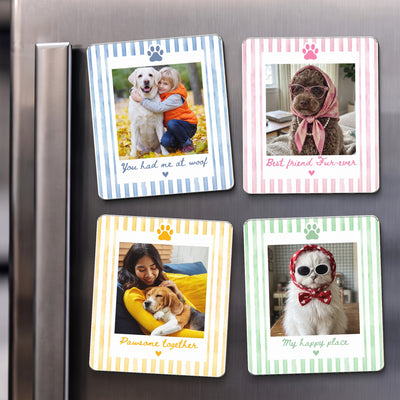 Custom Photo Striped Pattern Gift For Pet Owners - Personalized Magnet