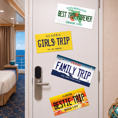 Custom State Cruise Door Signs Stateroom Decor Cruising Family Vacation, Girls Trip, Bachelor - Personalized Magnet