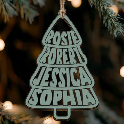 Family Names Christmas Tree Shape - Personalized Ornament