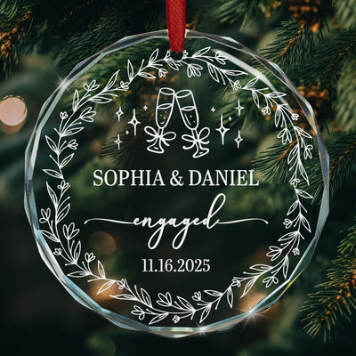 First Christmas Engaged Ornaments Engagement Wedding Gifts For Couple - Personalized Ornament