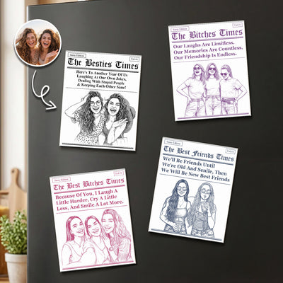 Friendship Gifts Custom Photo Sketch Line Art - Personalized Magnet