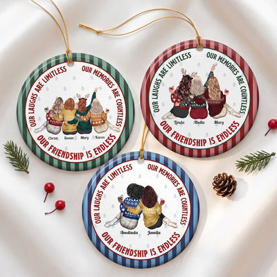 Our Friendship Is Endless Striped Pattern Christmas Gifts For Friends - Personalized Ornament