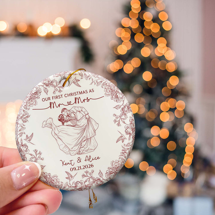 toile-de-jouy-your-photo-our-first-christmas-as-mr-mrs-personalized-ornament-5