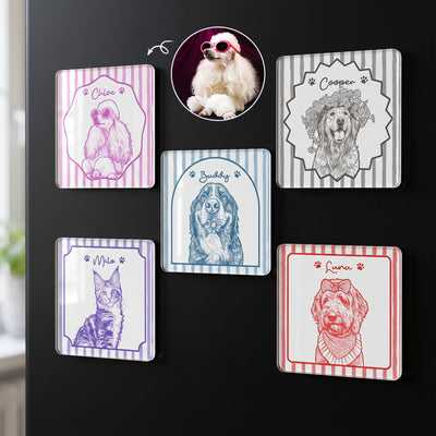 Turn Pet Photo Into Art - Gifts For Dog Lovers, Cat Lovers - Vintage Frame - Personalized Magnet